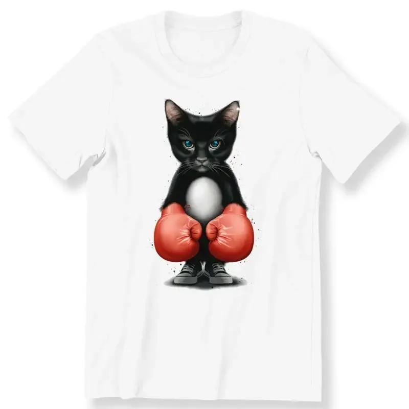 Funny Boxing Cat Mens Ladies Kids Adult T shirt Boxer Lovers