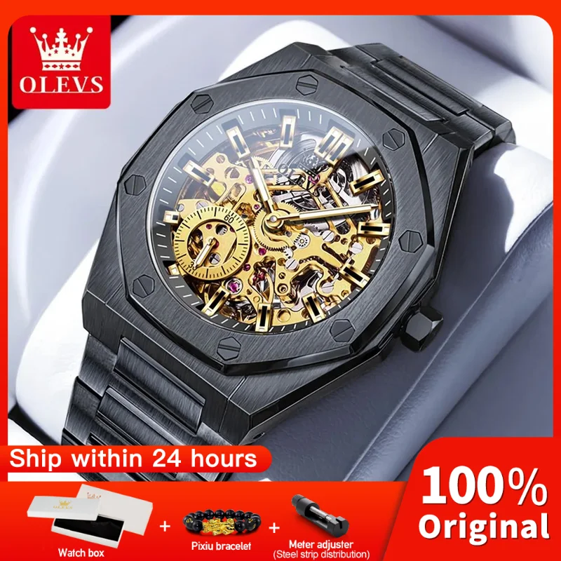OLEVS 6669 Mens Watches Original Luxury Brand Hollowing Automatic Mechanical Watch Waterproof Watch For Man  Mens Gifts Reloj  ﻿