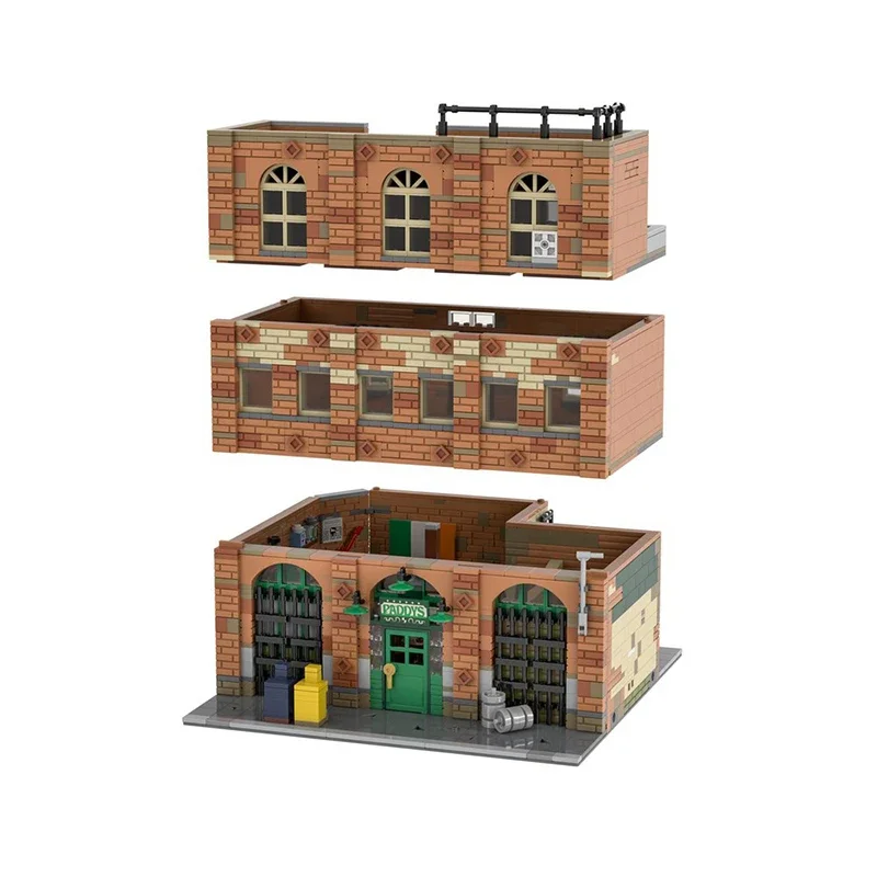 City Street View Model MOC Building Bricks Easter Third Floor Bar Modular Technology Gifts Holiday Assemble Children Toys Suit