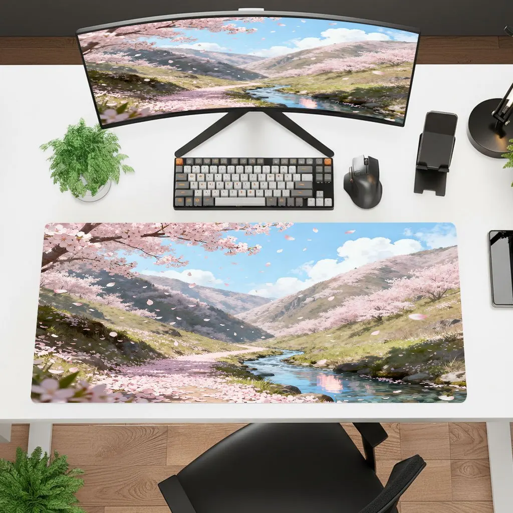 Brand Iron Art Mouse Pad Pink Cherry Blossom Valley Desk Mat Ultra-high-definition Printing Office Laptop Gaming Desktop Dynamic