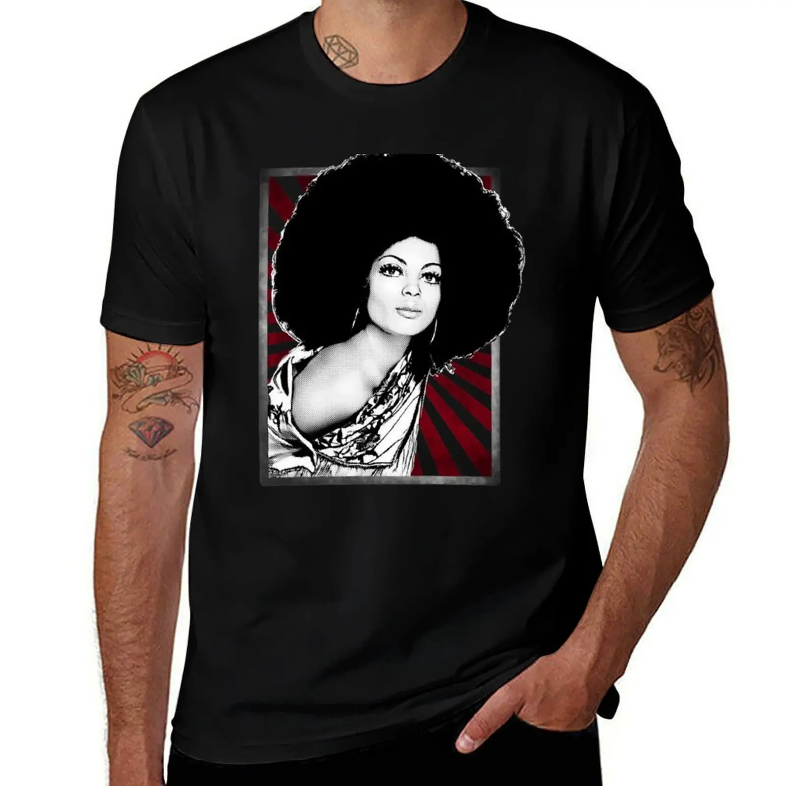 Diana Ross Rare Photo Retro Halftone T-Shirt Stylish Print Short Sleeve Tee T-Shirt