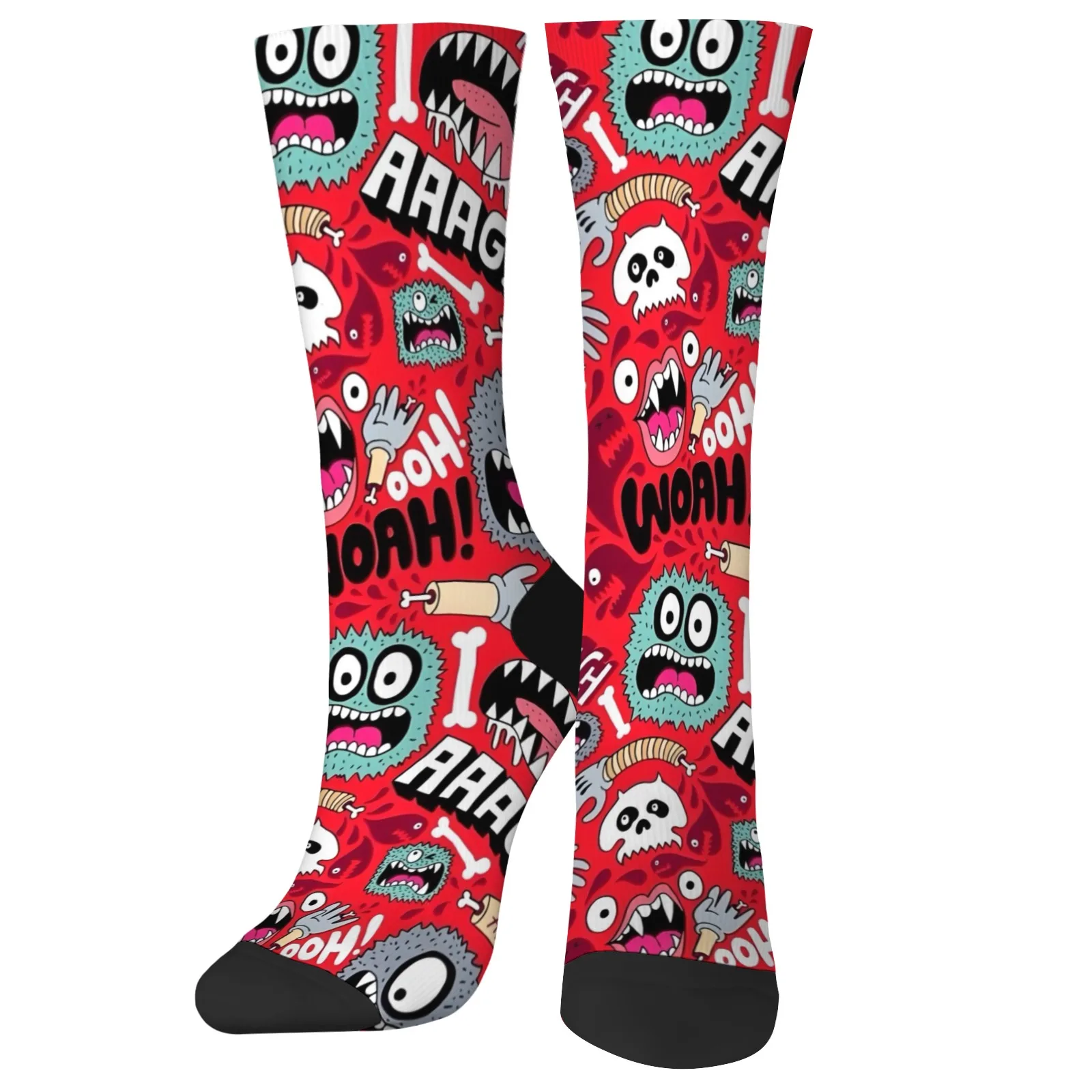 

Novelty Fun Street Hip-hop Cartoon Monster Skull Print Crew Socks - Unisex Soft Comfortable Stretchy for Daily Wear & Gift
