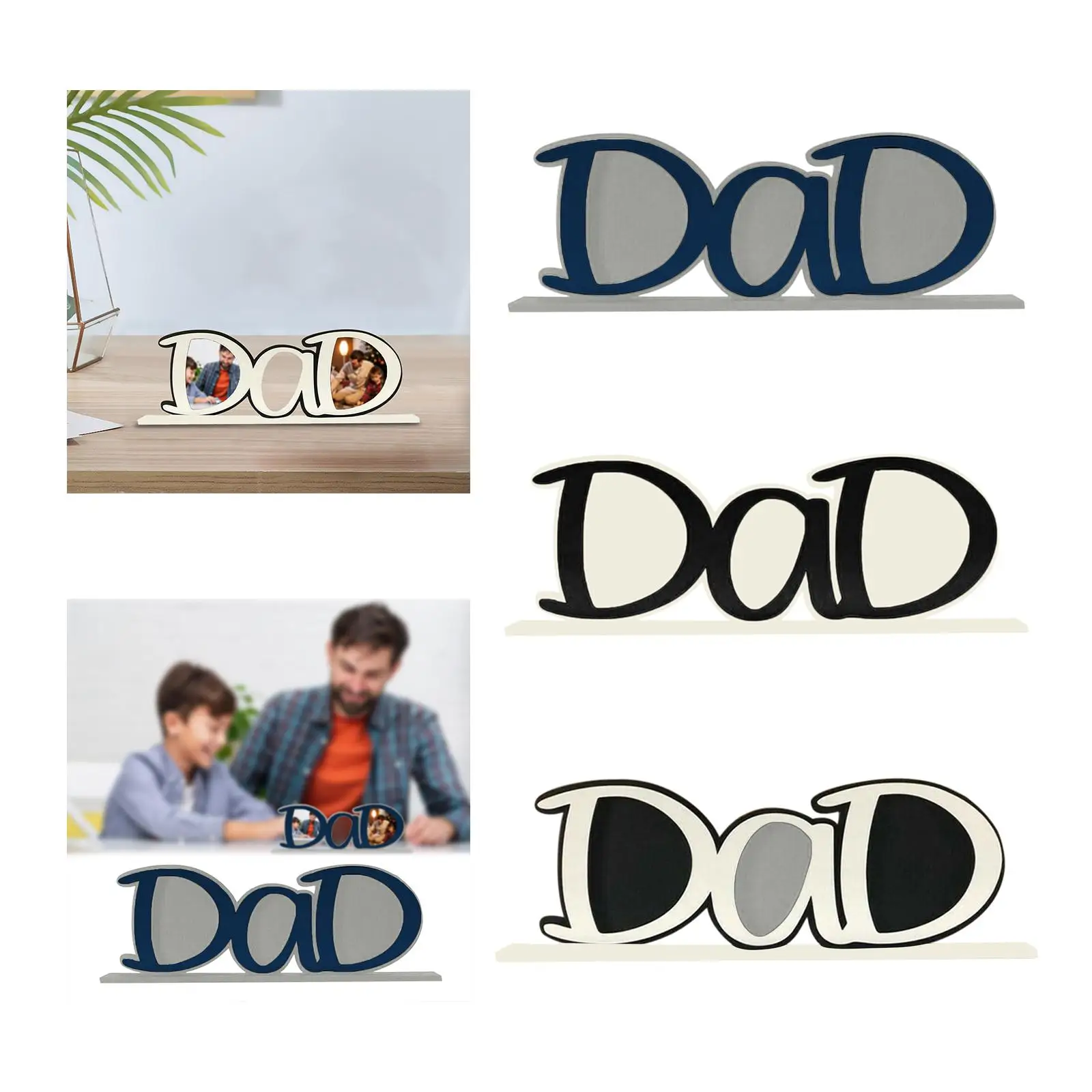 Freestanding Photo Clip Pictures Display Holder Acrylic Frame for Dad Papa Letters Home Living Room Bedroom Tabletop Ornament