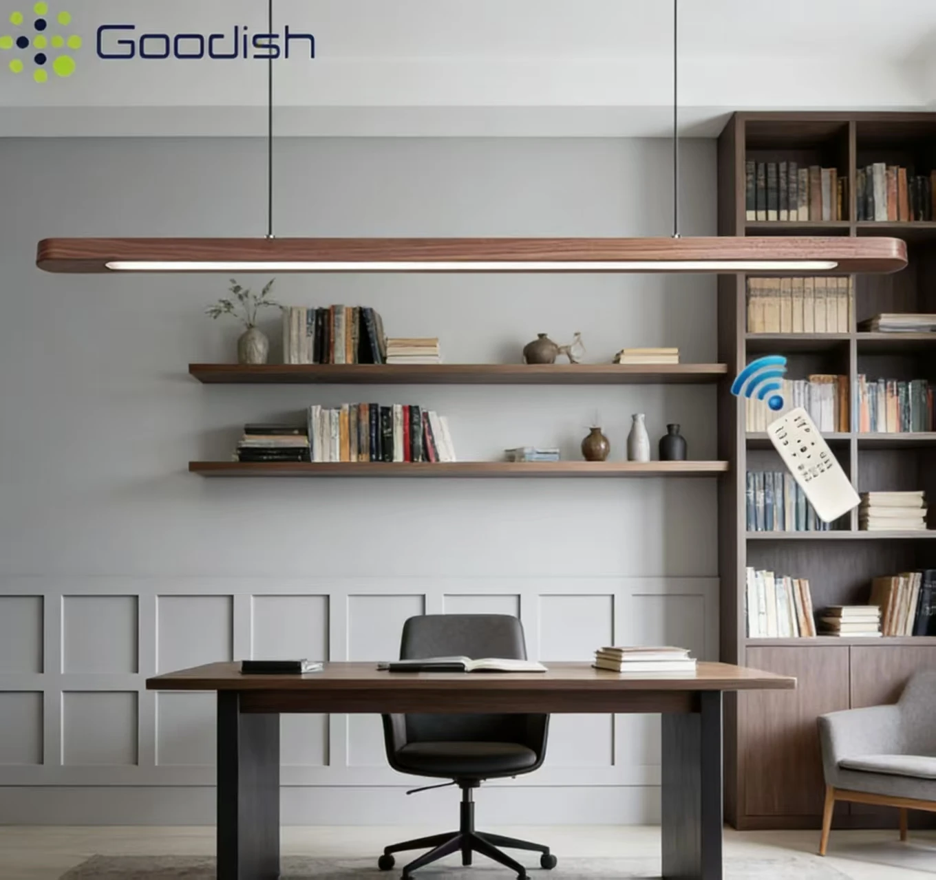 Industrial Minimalist Creative Art Wood Long Strip LED Pendant Lights Fashion Lamps for Living Room Home Decoration Chandelier