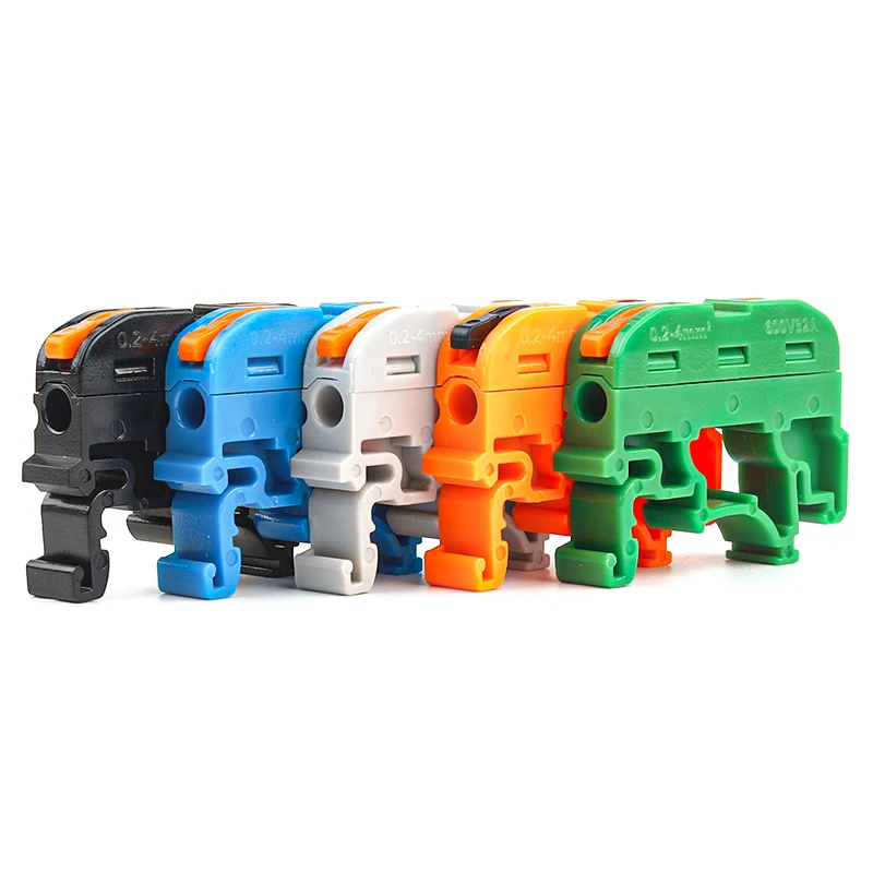 10pcs Din Rail Terminal Block Wire Connector 211 Quick Wire Compact Splicing Conductor Fast Cable Connector Conductor