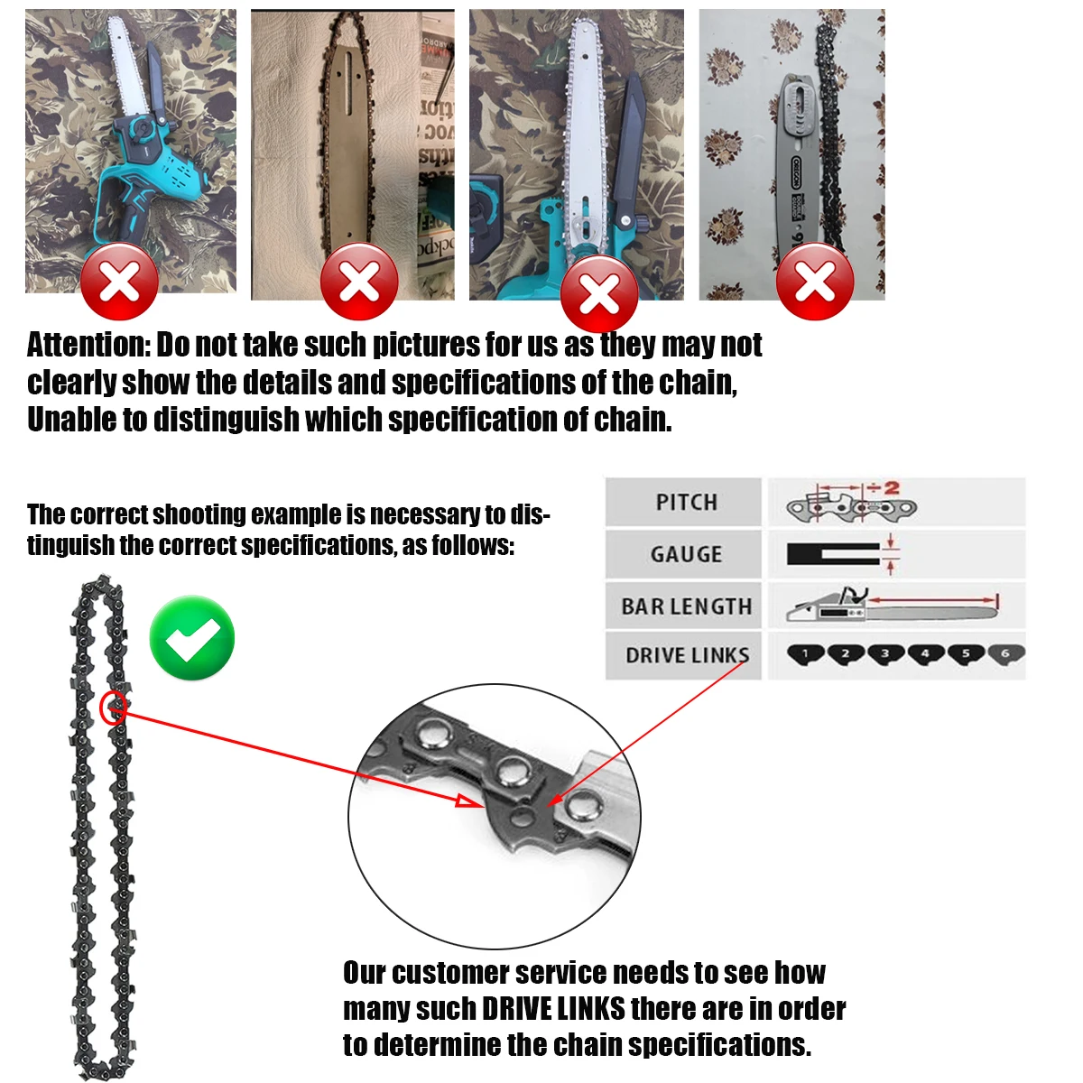 8 Inch 45 DL Drive Links Chain Guide Electric Chainsaw .043