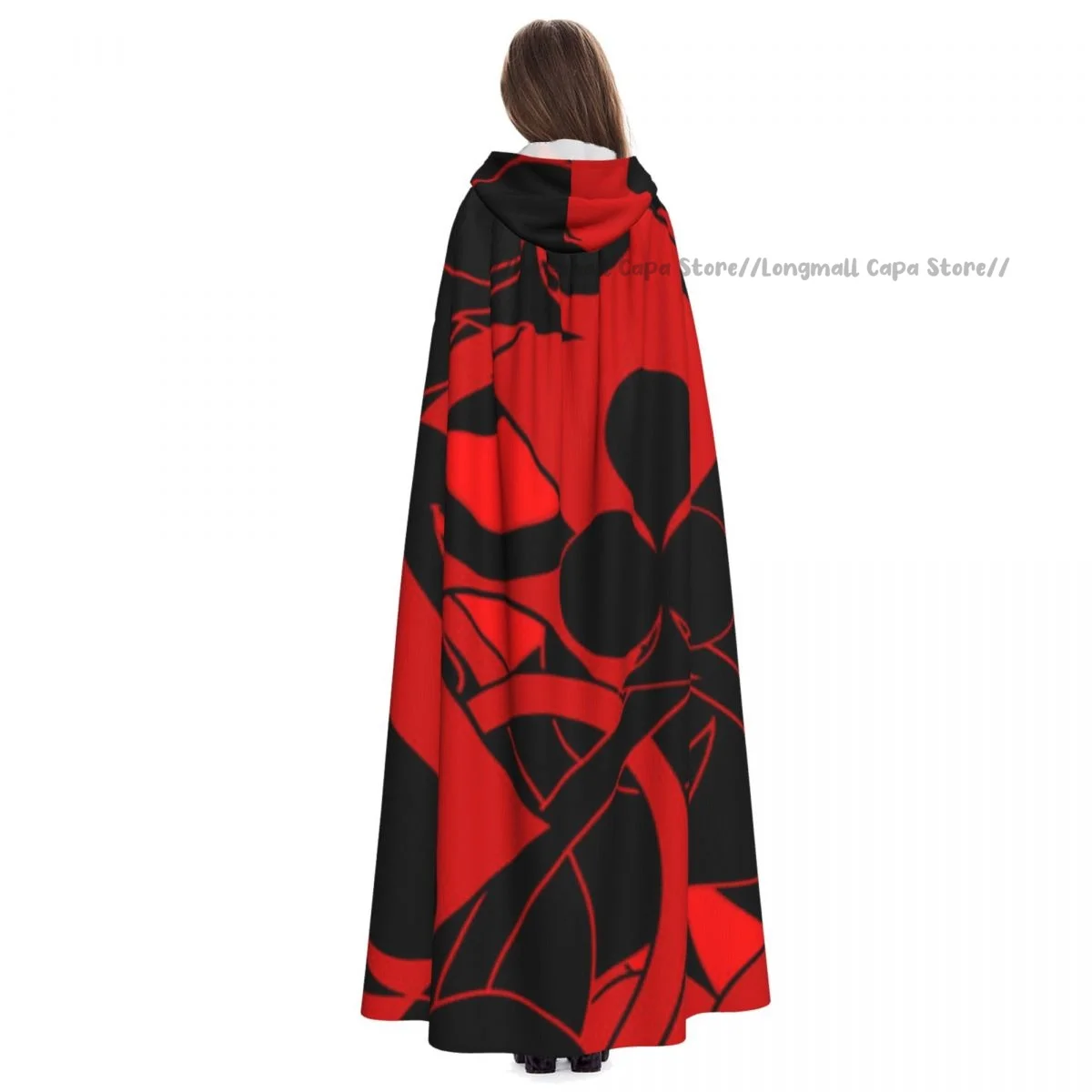 Cosplay Medieval Costumes Abstract Card Suits, Texture, Design Hooded Cloak Capes Long Robes Jackets Coat Carnival