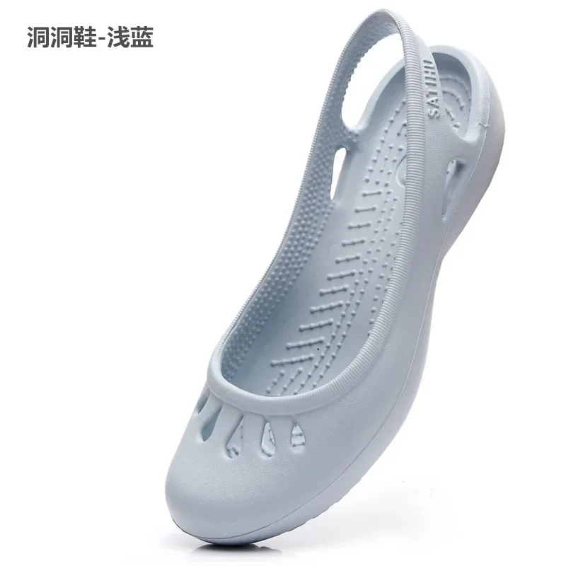 2022 Summer Nurse Shoes Flat-heeled Hole Shoes Baotou Sandals Plastic Sandals Student Beach Shoes Eva Garden Shoe