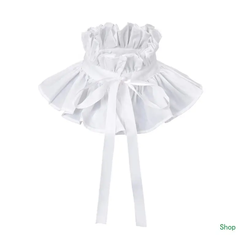 Dropship Sophisticated Stand Ruffle False Collar with Ties Bandage for Wedding Parties