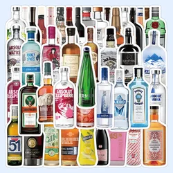 63Pcs Cocktail Vodka Series Graffiti Stickers for Suitcases Mobile Phone Cases Laptop Skateboard Decorative Stickers DIY Toys