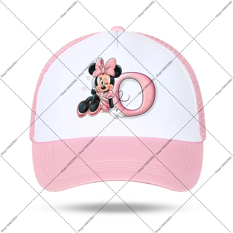 Minnie Mickey Mouse Adult Kids Hats Anime Pattern Letter A-Z Print Baseball Caps Women Fashion Hat Summer Sun Cap Party Gifts
