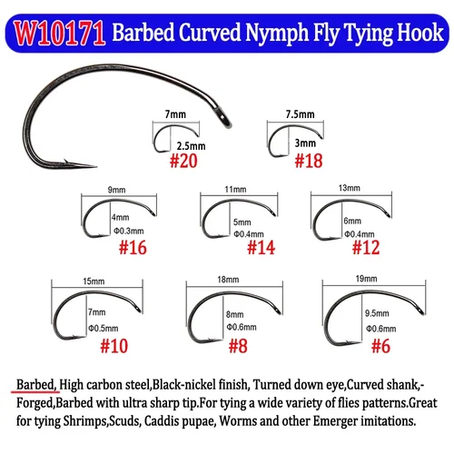 Imagen 2 del producto 200 Uds. Anzuelo de pesca con púas y sin púas, ninfas, Pupa, huevo, mosca seca, plantilla para mosca húmeda, anzuelo para ninfa, serpentina Caddis, anzuelo para atar moscas
