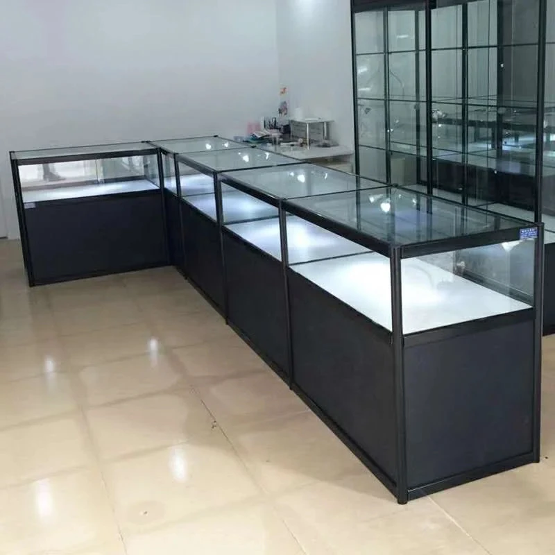 custom.Lockable Aluminum Museum Showcase Cheap Museum Display Cabinet With LED Light Retail Showcase