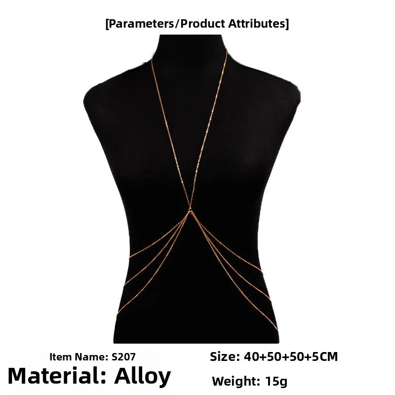 

Women's Faion Alloy Plated Body Chain Nelace Multi-Layer Inteated Design Cross-Border Jewelry Accory