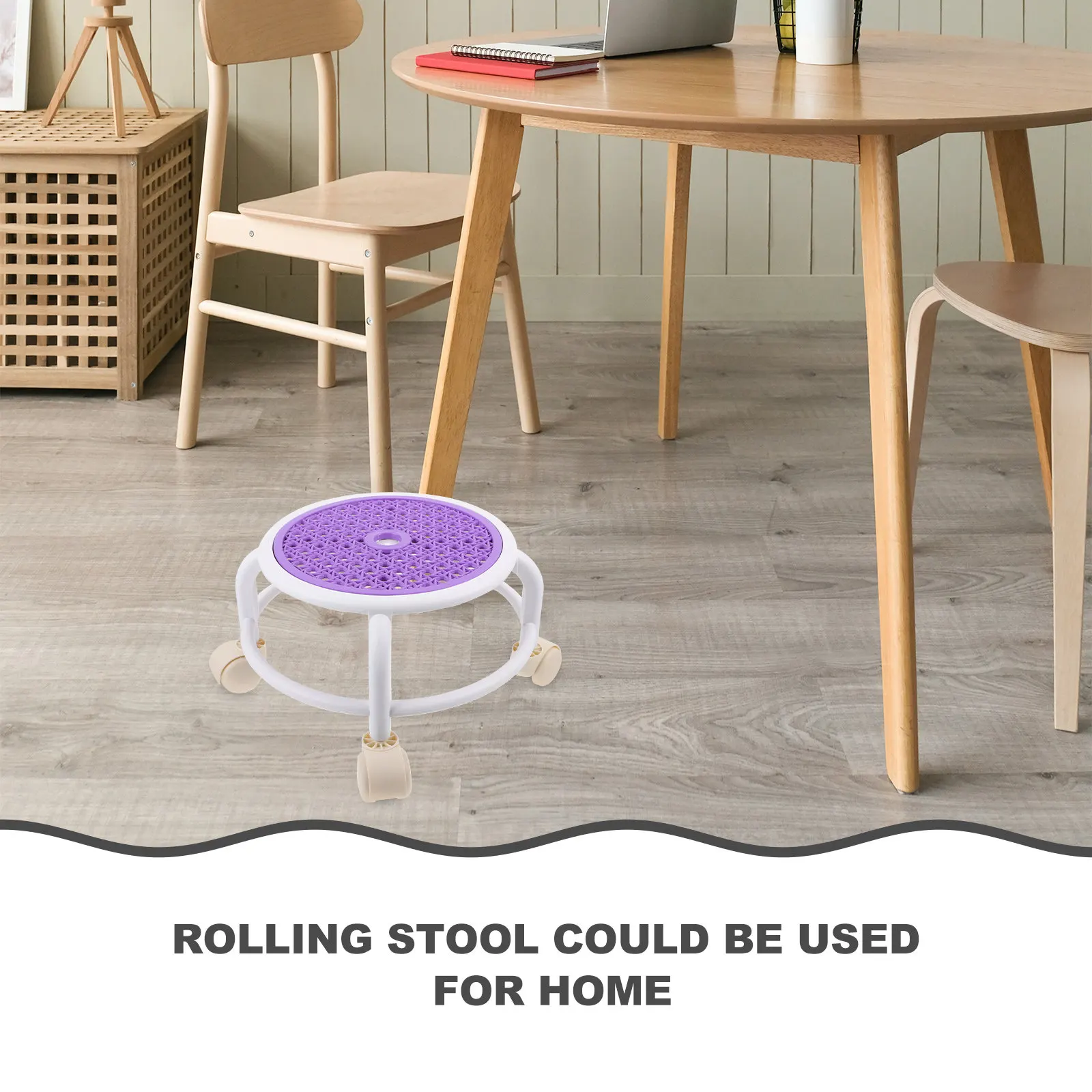 

Прочный круглый низкий табурет на колесиках с поворотным механизмом для педикюра, подставка для ног под стол, табурет для ванной комнаты, удобный.