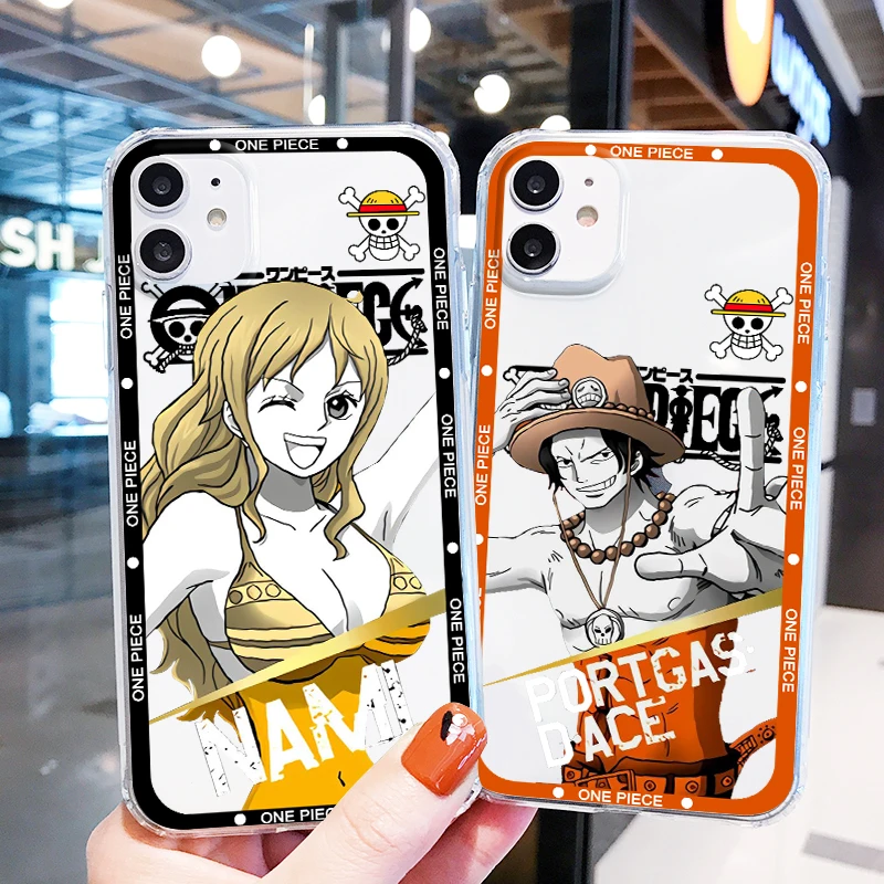 One Piece Nami Usopp Cute For iPhone 15 14 13 12 11 XS XR X 8 7 SE 6 Pro Max Plus Mini Transparent Funda Phone Case