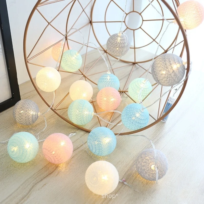 2.2M 20 LED Cotton Ball Garland Lights String Christmas Xmas Outdoor Holiday Wedding Party Baby Bed Fairy Lights Decorations image 5