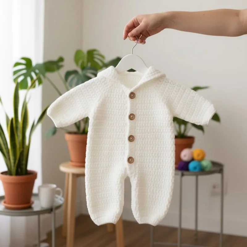 Ręcznie robiony na szydełku pajacyk śnieżynka dla niemowląt - Sesja zdjęciowa noworodka - ubranka dla dziewczynki - świąteczne ubranka dla niemowląt - strój do sesji zdjęciowej noworodków