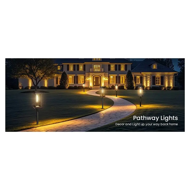 IP65 Waterproof 8 Pack Square Solar Pathway Lights Outdoor Warm White LED Auto On/Off For Walkway Garden Driveway Decor