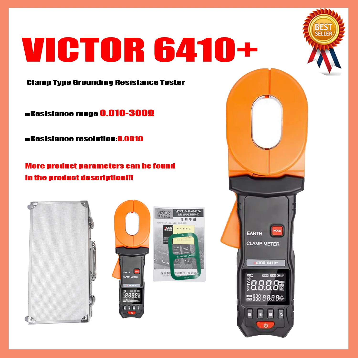 VICTOR 6410+ 6412A Digital Clamp Earth Ground Resistance Clamp Meter Leakage Current Measurement Electrical Equipment VC6410plus