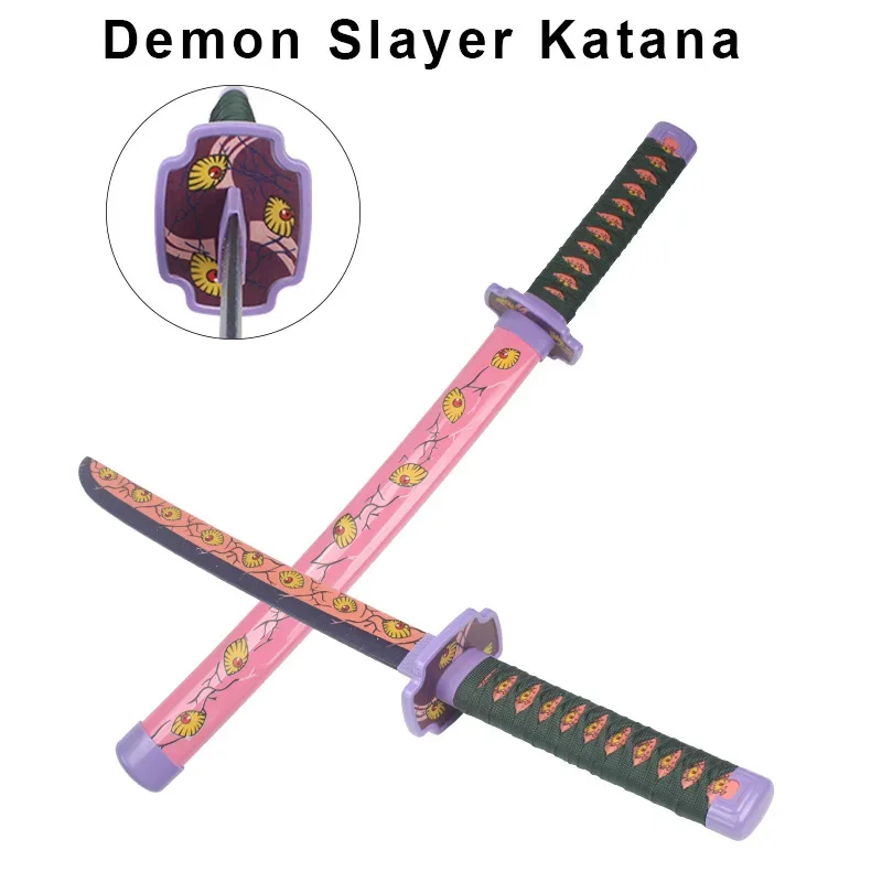 60cm  Anime Katana Demon Slayer Sword Zenitsu Kokushibou Cosplay Weapons Japanese Anime Toys Sword Giyuu Blue Bamboo Blade