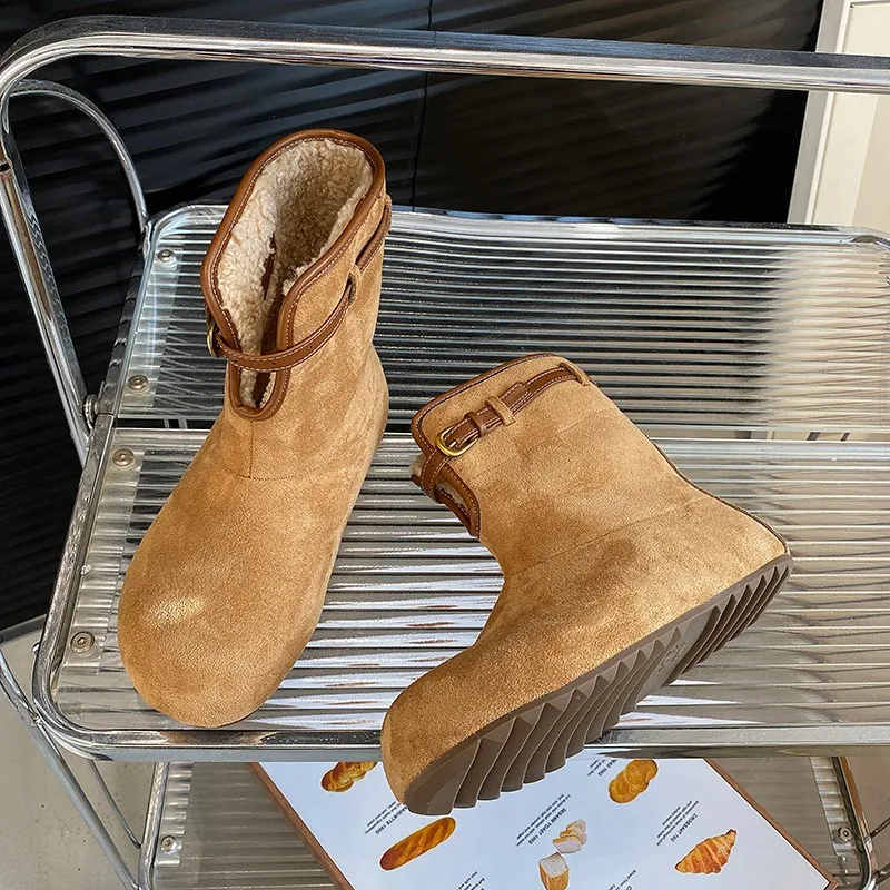 Womens Boots 2025 Winter New  Fur Integrated Snow Boots Women Thick Warm Short Tube Versatile Fur Short Shoes Platform