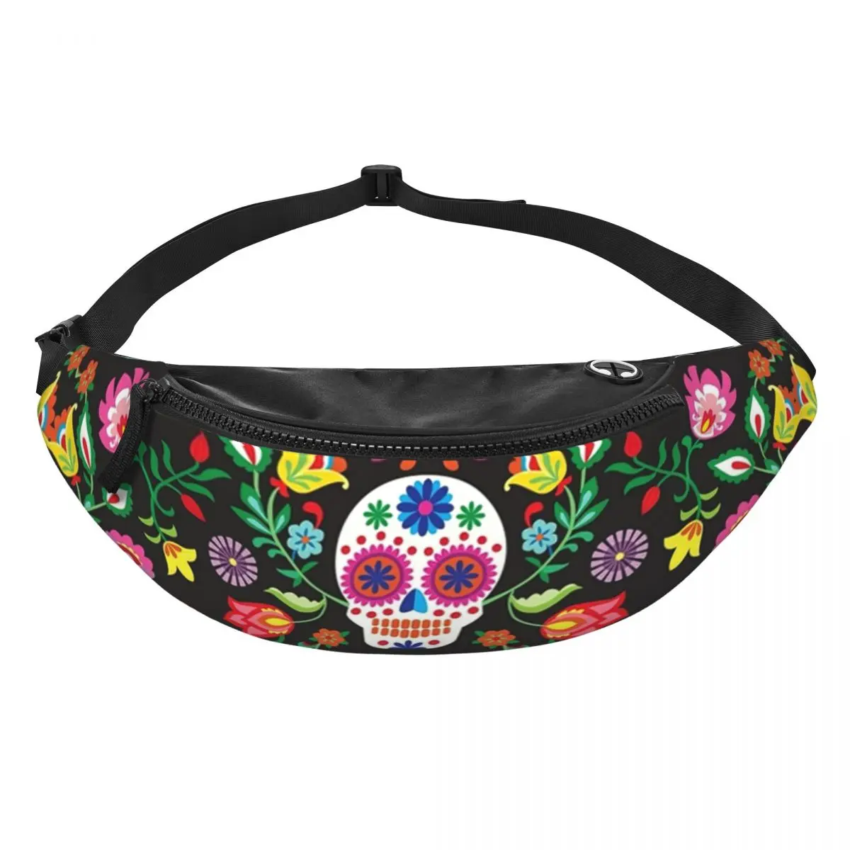 Cool Sugar Skulls marsupio donna uomo marsupio a tracolla fiore messicano per custodia da viaggio per telefono