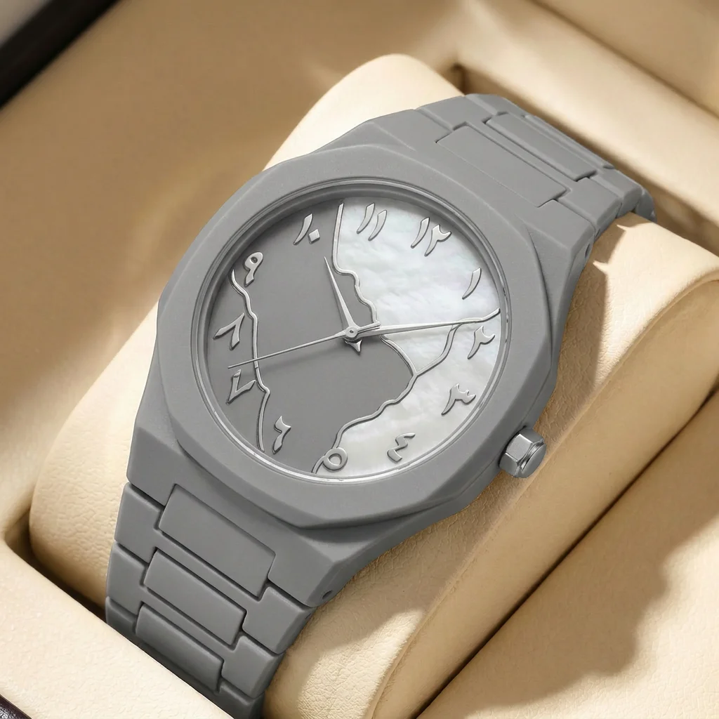 

1pcs Men's grey dial alloy strap vintage fashion map dial lightweight sporty details Quartz Watch for daily business party holid