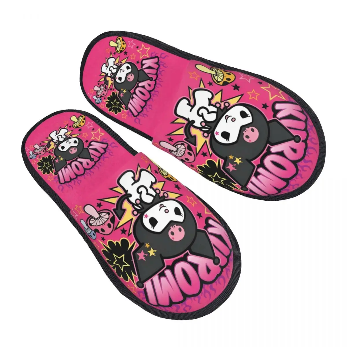 

Женские тапочки из пены с эффектом памяти Sanrio Kuromi, мягкие теплые домашние тапочки в стиле аниме с черепом