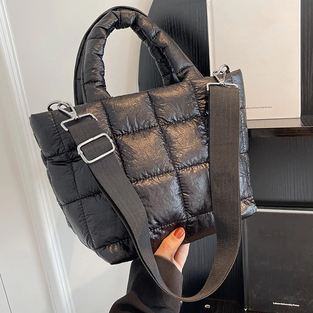 

Женские сумки через плечо, стеганые дорожные сумки большой емкости, модная простая портативная сумка с регулируемым ремешком и нейлоновой подкладкой