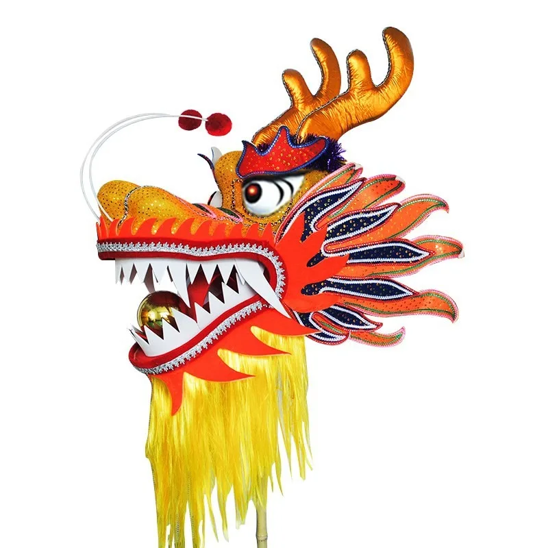 Color silk cloth dragon dance props dragon lantern costume lion dance dragon lion performance belt 12 sets of wood