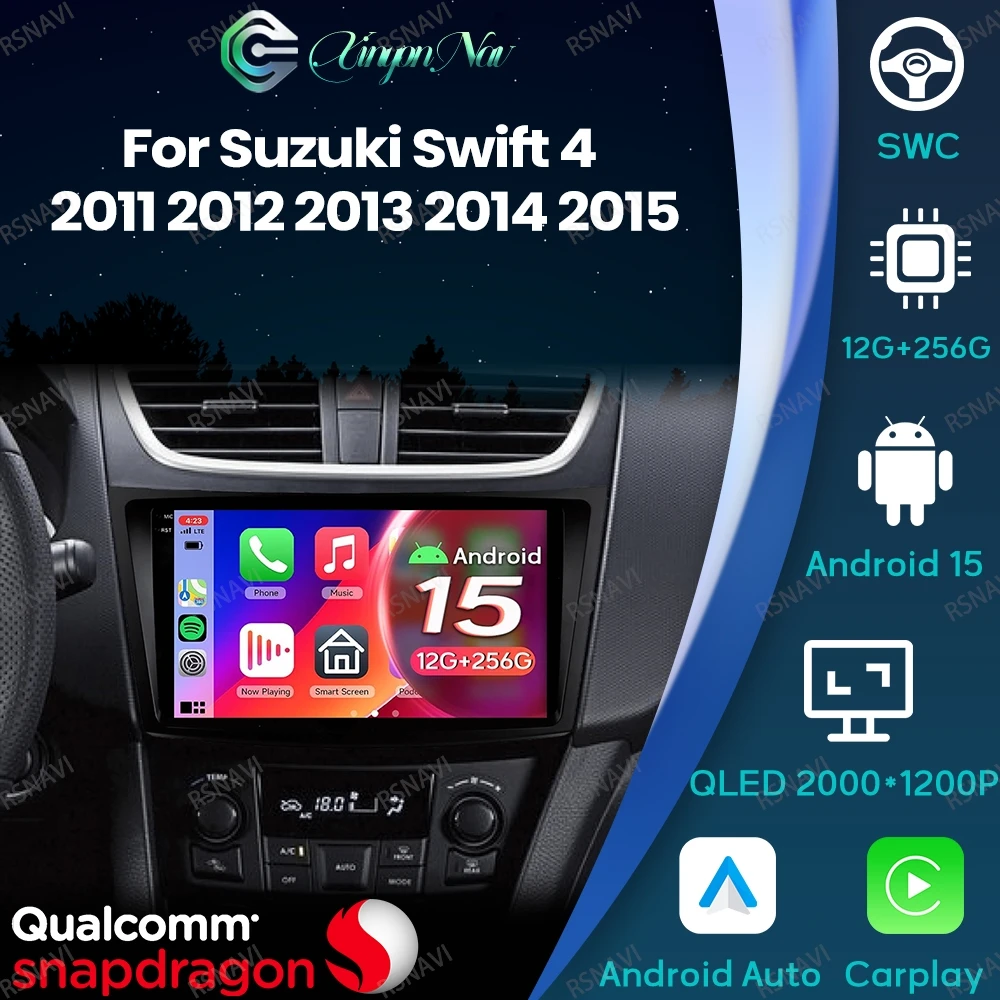 Android 15 para Suzuki Swift 4 2011 2012 2013 2014 2015 unidad principal de navegación GPS Radio de coche AUTO BT DSP Multimedia Qualcomm estéreo