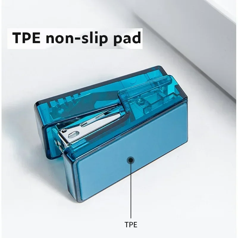 Grapadora transparente de tamaño Mini, Grapadora con 640, piezas, 24/6, juego de grapas, herramientas de encuadernación de oficina, suministros escolares