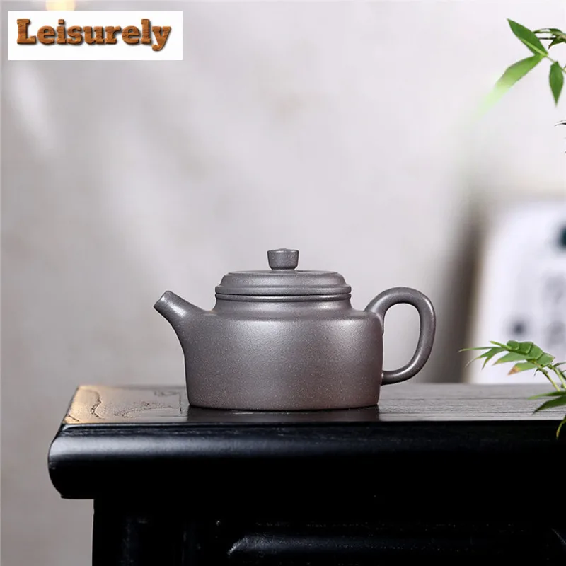 

260 мл Изысканные фиолетовые глиняные чайники Исин, горшок Dezhong ручной работы, чайник из сырой руды, лазурный грязевой чайник, китайский чайный сервиз Zisha, чайные предметы, ремесло