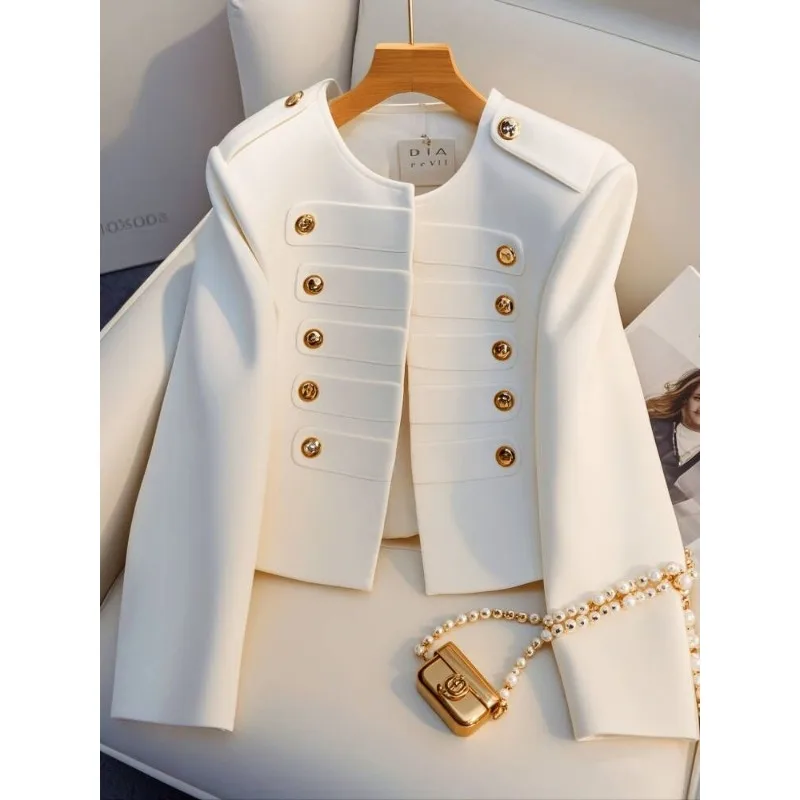 

Блузка-жакет женская весенне-осенняя белая, оригинальная, молодежная, элегантная, укороченная, новая, повседневная, минималистичная, удобная, нишевая, уникальная