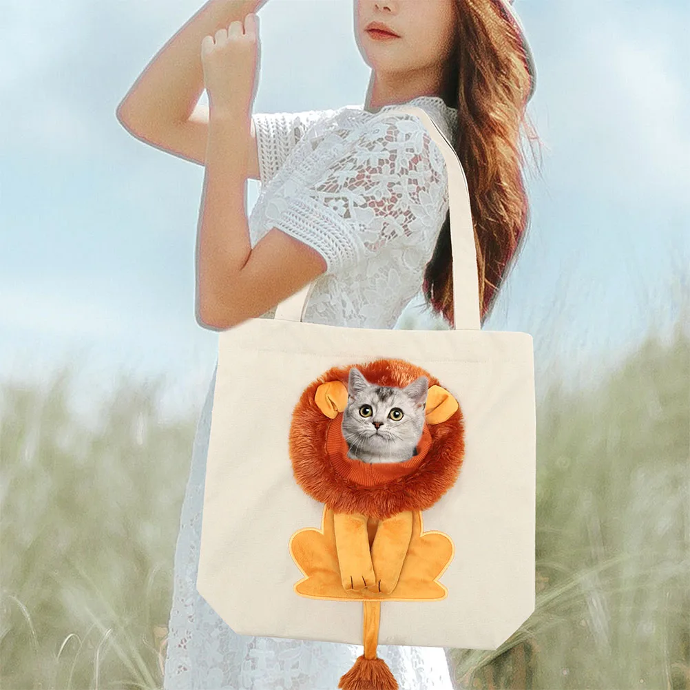 

Shoulder Bag Pet Carrier Canvas Tote Deep Grey Small Size Breathable Lightweight Portable Sling Cat Travel