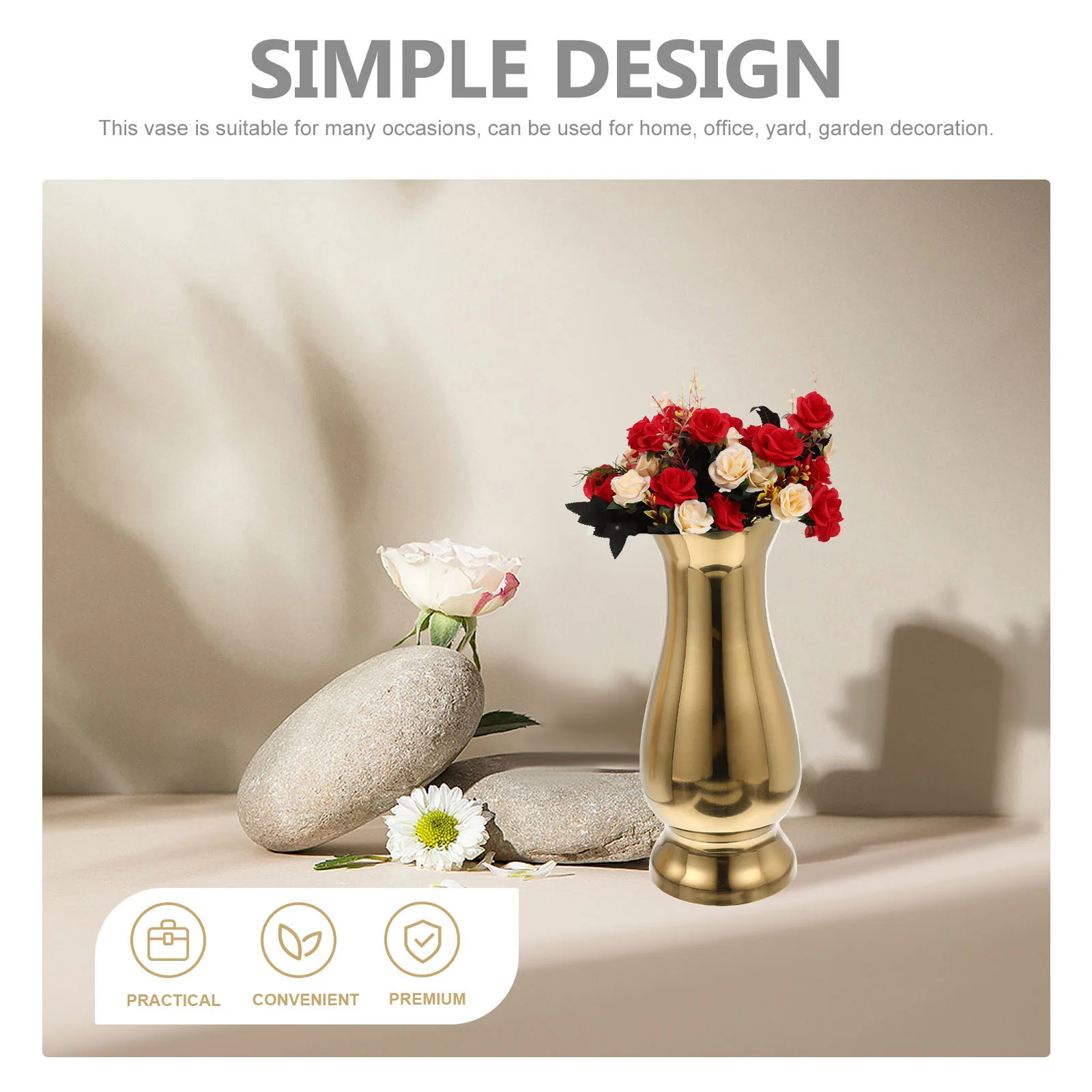 

Metal Flower Vase Compact Size Design Decorative Holder for Home Office Garden Flower Arrangement Vase