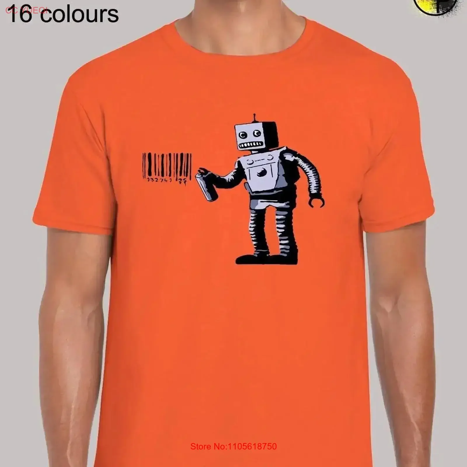 Tagging robot mens T Shirt unisex funny novelty banksy graffiti urban artist street art spray paint fashion design top vintage