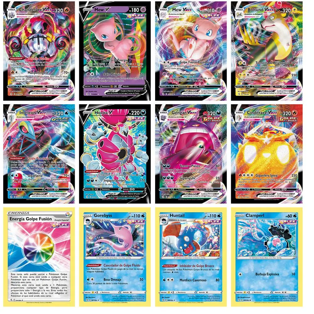 50-200Pcs Pokemon Karten Spiel Sammlung Schlacht Carte Trading Karten Fusion Strike Französisch Version V MAX TRAINER Kinder spielzeug