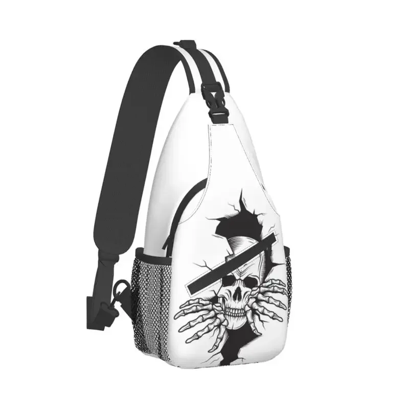 Personalized Skull Tearing Skeleton Sling Bag Men Cool Shoulder Crossbody Chest Backpack Cycling Camping Daypack