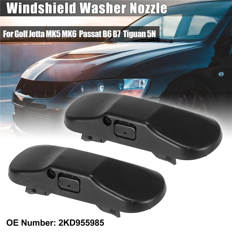 2PCS Windshield Windscreen Washer Nozzle Spray Jet 2KD955985 for -VW Jetta Golf Mk5 Mk6 P