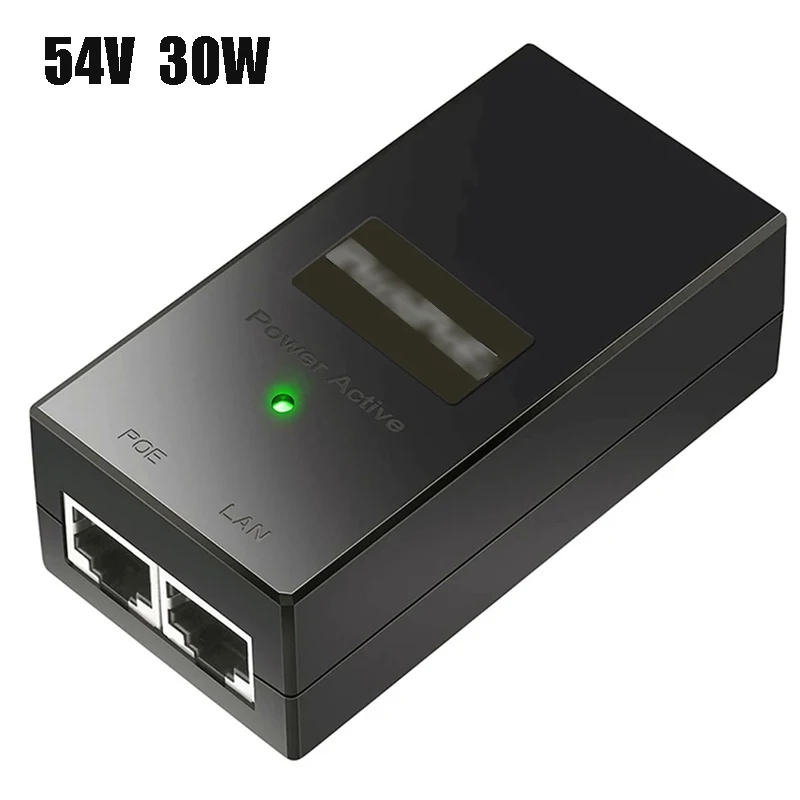 Gigabite 54V 30W POE Injector gigabit POE Power Supply Adapter Compatible W/T IEEE802.3at/af Output10/100/1000Mbps RJ45