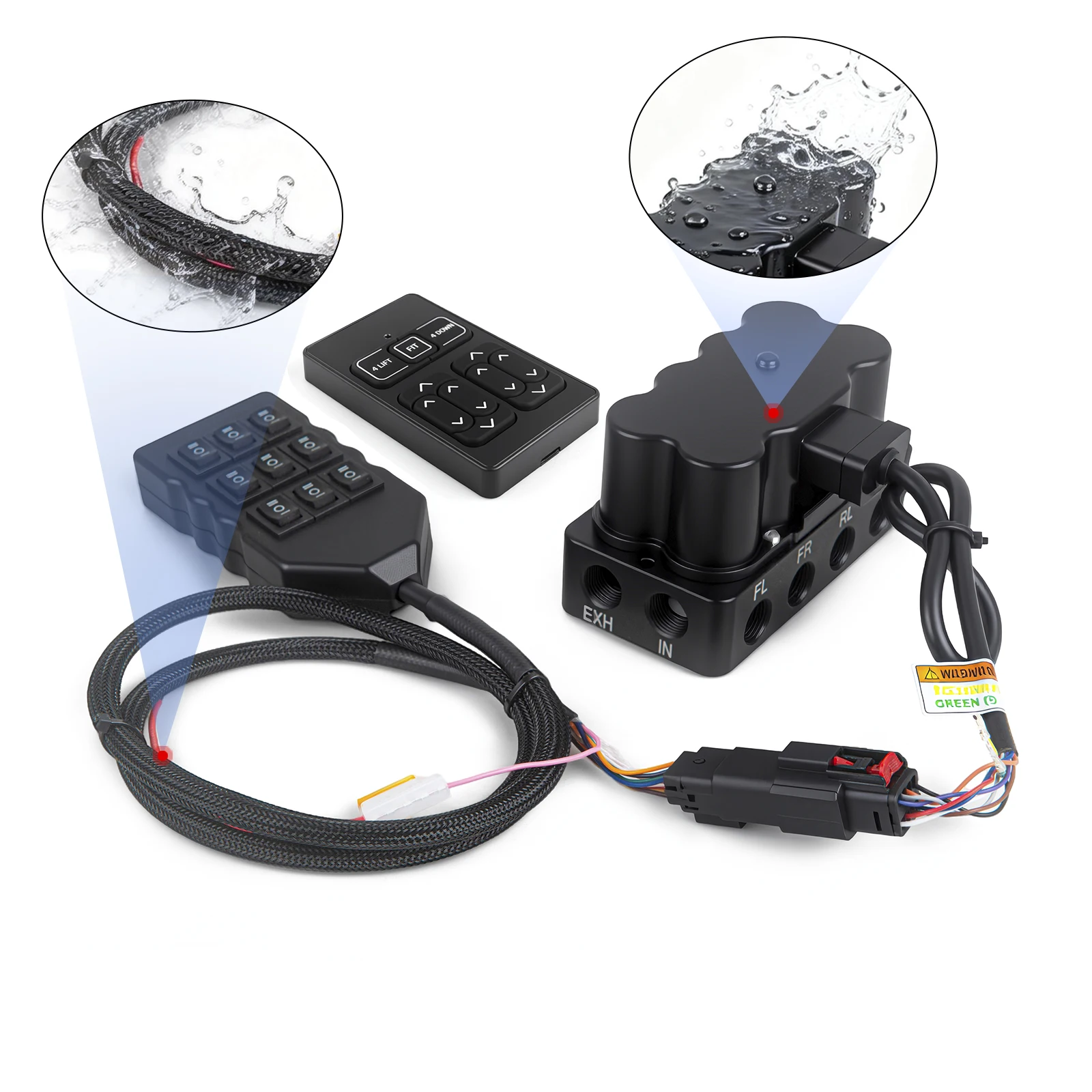 12V 8-Ways Air Ride Solenoid Valve Air Ride Suspension System Manifold Solenoid valve With 9-button Switch Controller and remote