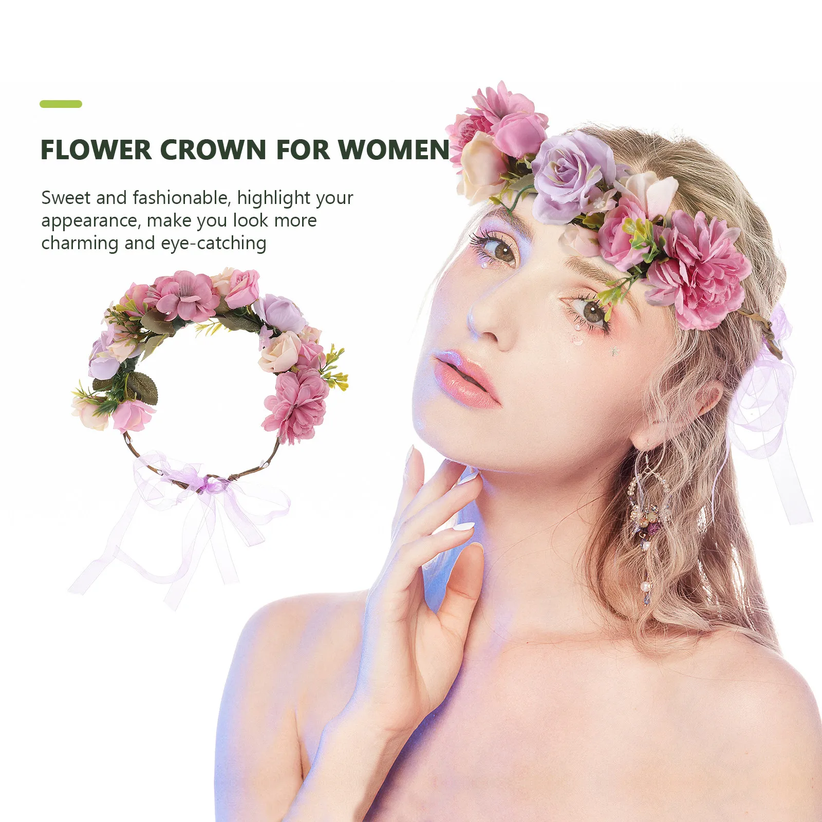 

Цветочная повязка на голову с розами, реалистичный дизайн, регулируемая, для женщин, элегантная, для свадьбы, вечеринки, украшение для волос