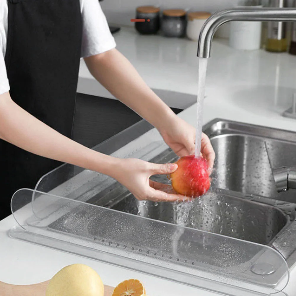 

2pcs Sink Anti-Splashing Guard Transparent Kitchen Splash Proof Baffle Board For Water Retaining Suction Cup Installation
