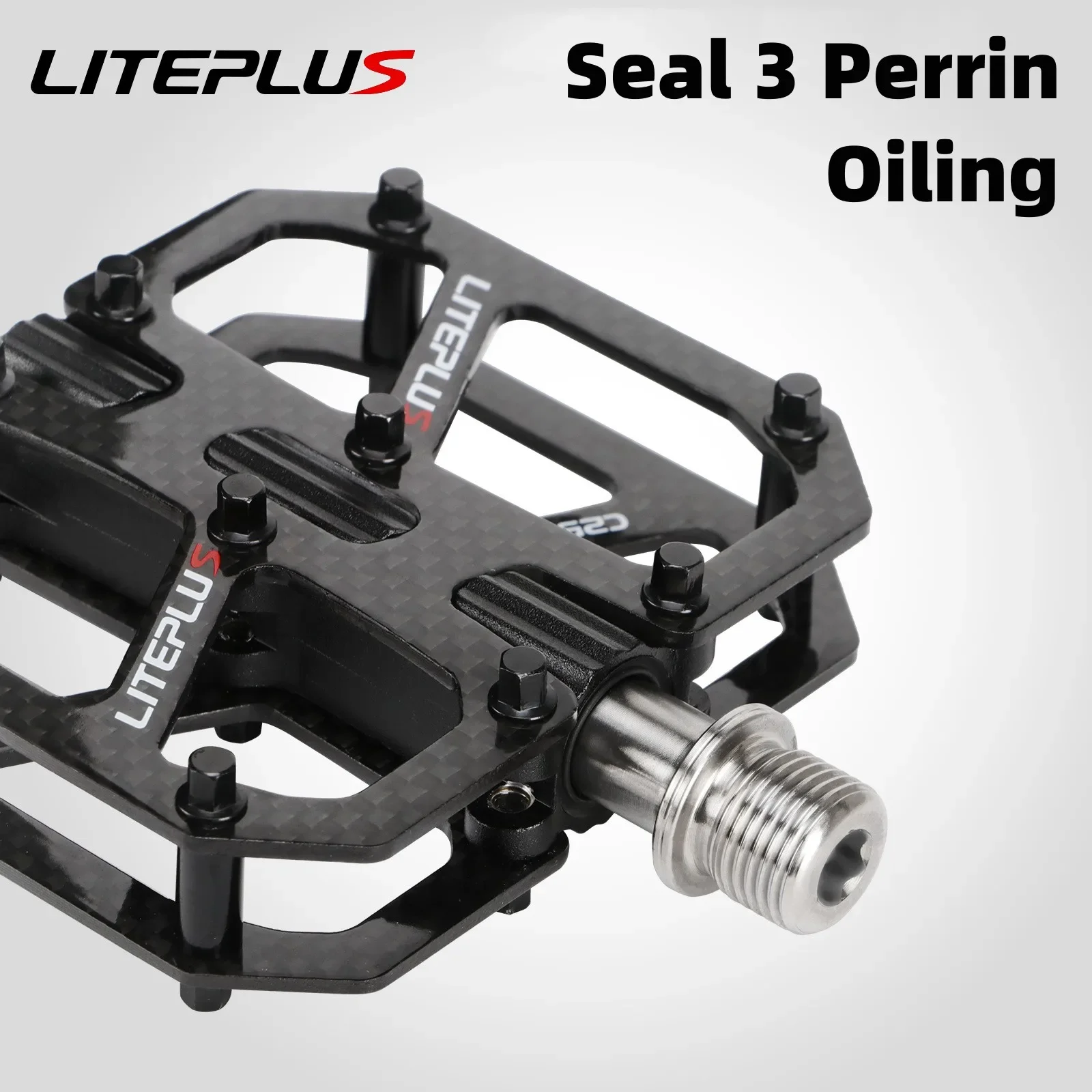 LITEPLUS Carbon Fiber Pedal 185g MTB Titanium Shaft 3 Bearings Road Bike Pedal Anti Slip Racing Pedal