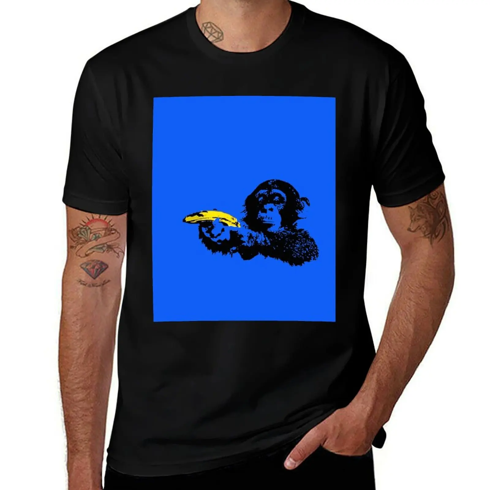 

Футболка Banksy Banana Monkey, футболки для мужчин, белые футболки, футболка из 100% хлопка, мужская дизайнерская футболка