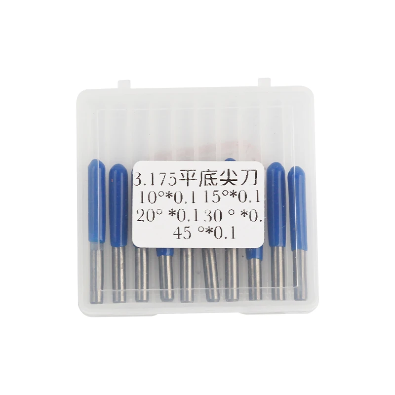 Imagem -02 - Brocas de Gravura em Forma de v Brocas de Carboneto Pcb de Fundo Plano de 3.175 mm Broca Roteadora Cnc 10 15 20 20 20 30 Graus Ferramentas de Fresa com 10 Peças