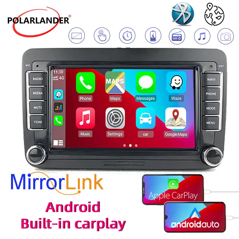 

2 Din Car Multimedia Player GPS Navigation Bluetooth Android MP5 Carplay WIFI 7Inch For Bora Golf VW Polo Passat B6 B7 Touran