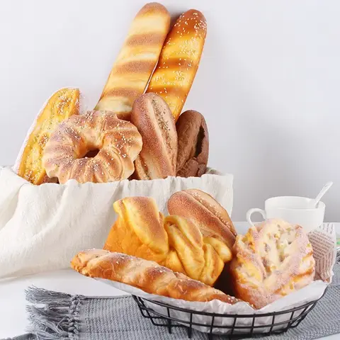 가짜 빵 케이크 토스트 소프트 바게트 모델, 음식 인공 빵, PU 시뮬레이션 장식품, 사진 소품 체중계 모델